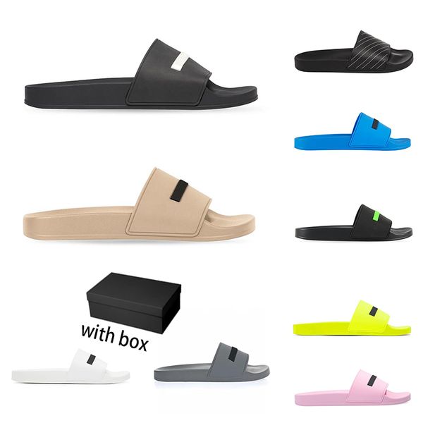 

designer sandals summer pool slides black green white cool grey beige blue soft pink yellow mens rubber men slippers paris shoes size 35-45