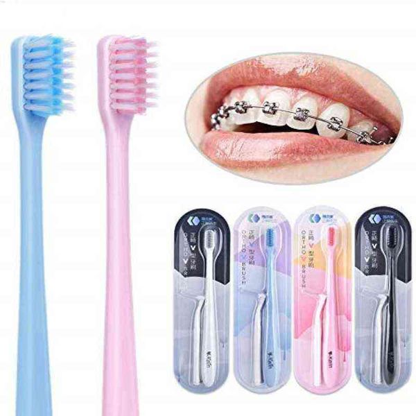 

toothbrush v shaped orthodontic toothbrush cleaning soft bristles with care tools 2 units bag 0312