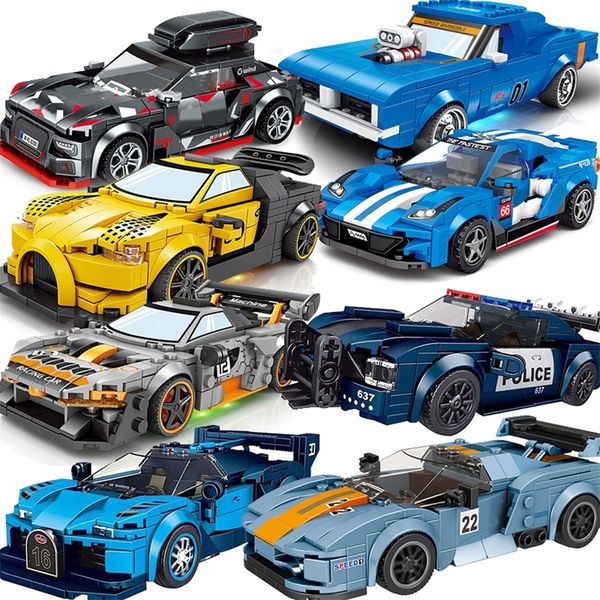 

city vehicle racing car speed champion building blocks racer figures sports car moc model educational brick kids toys 220816