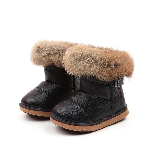 JGVIKOTO Winter Gummistiefel für Mädchen Jungen Kinder PU Leder Wasserdichte Kinder Mode Schnee Stiefel Warme Baumwolle Plüsch Fell haar LJ201203