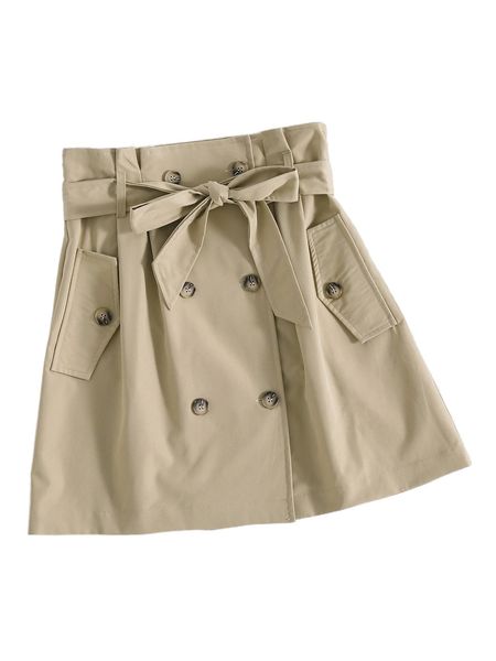 

high waisted double breasted belted skirt u0pn#, Black