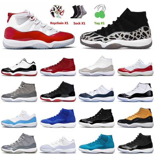 

11 11s xi mens basketball shoes cherry animal instinct high bred cap and gown university blue space jam men women sports trainers sneakers