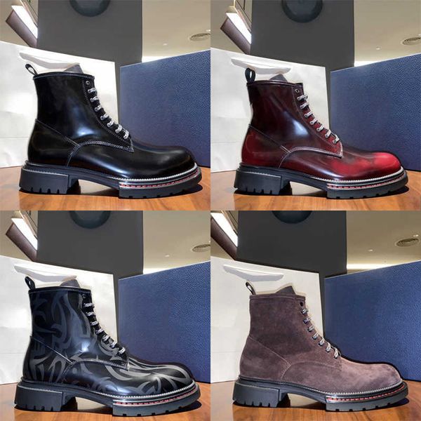 

designers shoes mens martin boots ankle calfskin men shoes offical business dress boots lace-up rubble bottom with box eu45, Black