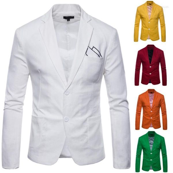 Blazer da uomo Giacca da abito Sottile Casual Uomo Lino Slim Inghilterra Blaser Masculino Maschio