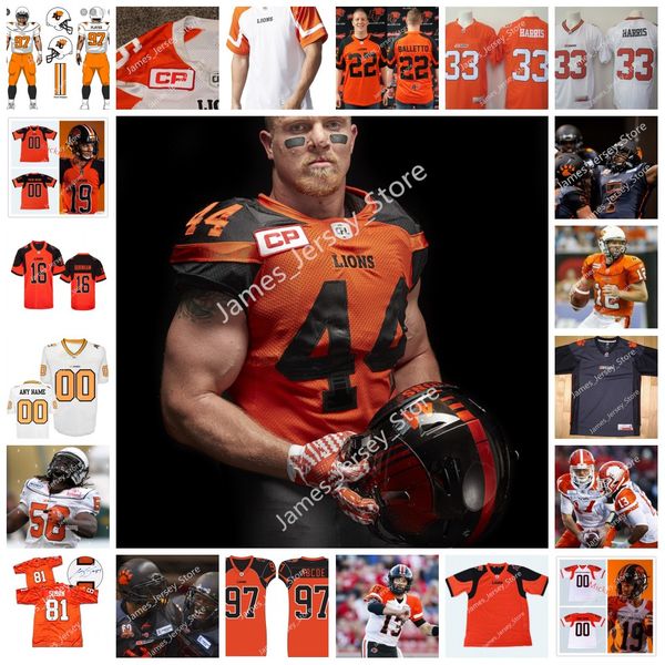 

2022 custom cfl bc lions stitched jersey 90 ade aruna 99 ufomba kamalu 68 boqiao li 16 bryan burnham 11 odell willis 61 joel figueroa 36 aar, Black