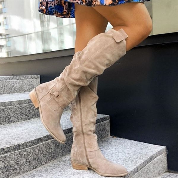 

bonjomarisa female cowgirls zipper ridding boots for women chunky heels fashion vintage casual walking shoes 220815, Black