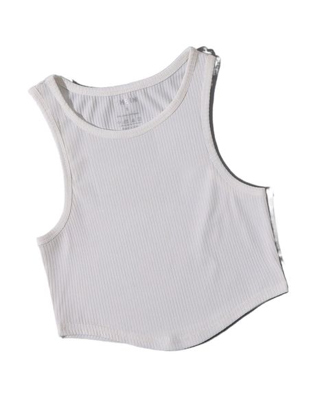 

solid rib knit tank h3ys#, White