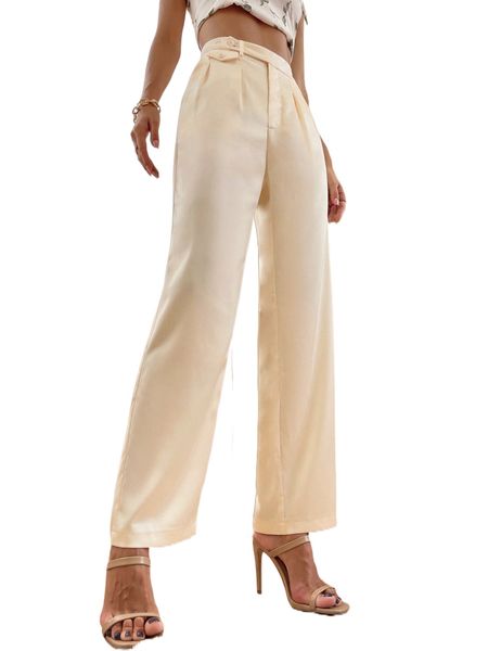

flap detail wide leg pants h6f0#, Black;white