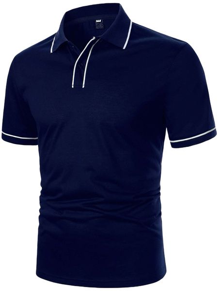 

men striped trim polo shirt i8fw#, White;black