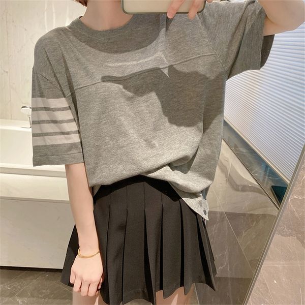 

small medium long round neck short sleeve women's wear summer new loose thin t-shirt top, White