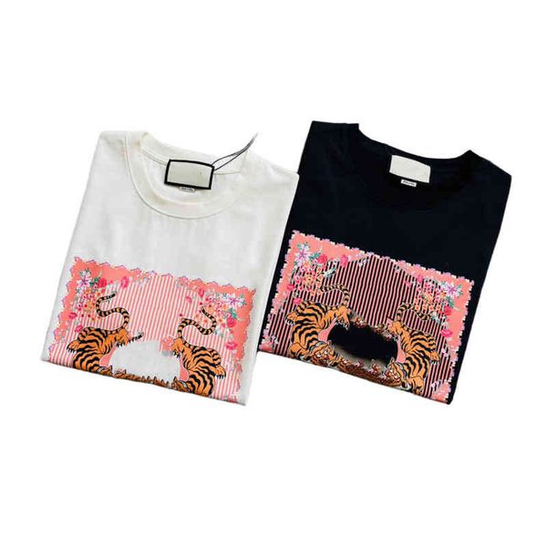 

designers fashion men women t shirts letters tiger illustration oversize tees apparel mans large cotton street shorts sleeve,high, White;black