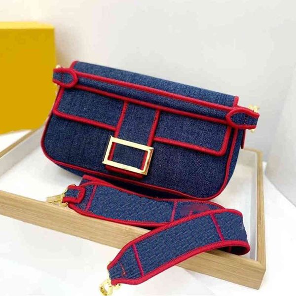 

shoulder bags denim crossbody wallet fashion brand designer high-quality small change handbag adjustable strap two-color stitching 1127