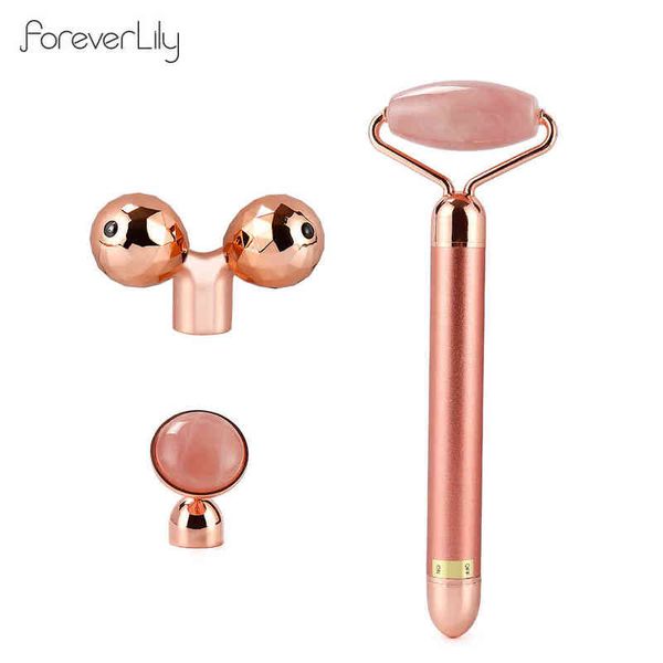 

3 in 1 electric face eye jade masage roller vibration facial slimming lifting massager anti aging wrinkle removal massage tool 220514