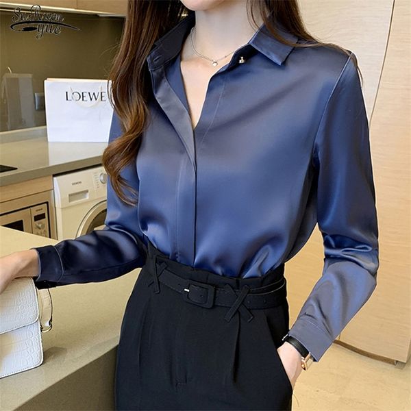 

silk shirts women white women long sleeve shirts blouse office lady satin silk blouse woman female shirt blusas 13678 220407