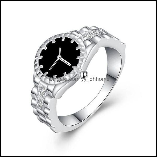 Cluster Ringe Schmuck Sier Uhr Stil Kristall Finger für Frauen Mädchen Party Mode Großhandel 0454Wh Drop Lieferung 2021 CPJ2L