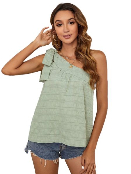 

one shoulder knot blouse 27tj#, White