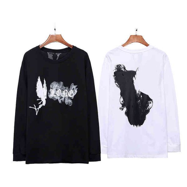 

designer hoodies t-shirt fashion vlonesss long sleeve smoke mist devil angel printed high street washington men's and women's clot, Black