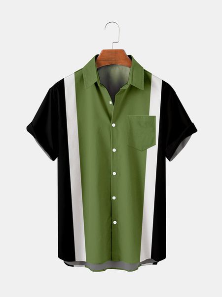 

men's shirts striped pattern short sleeve street hawaii retro harajuku 220624, White;black