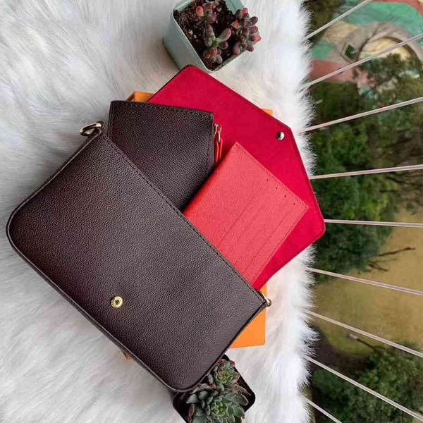 

3a+ luxurys bag favorite multi accsori 3 pcs/set women crossbody purse msenger bags handbags flowers shoulder lady leather with box 61276, Red;black