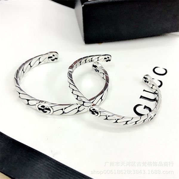 

12% off jewelry the new chain twisted rope double letter interlocking bracelet 925 silver trend hollow bracelet for men and women, Black