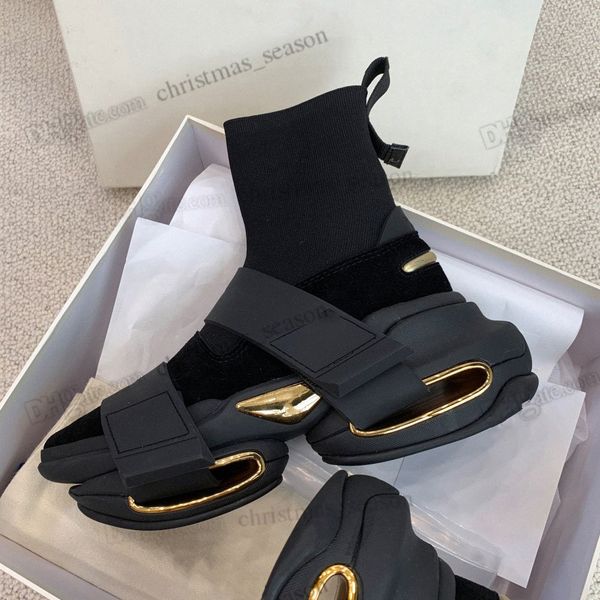 

2022 knitted breathable sock shoes cool and unique design mens womens casual shoe socks paris thick double sole anti slip designer sneakers, Black