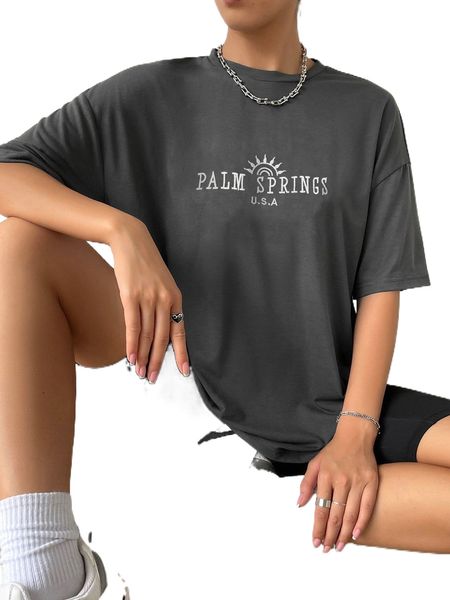 

letter graphic drop shoulder tee 83va#, White