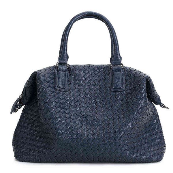 

pu ladies woven shoulder bag casual handbag large capacity messenger bag 220611