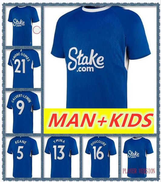 

22 23 everton calvert-lewin sigurdsson richarlison gray soccer jerseys digne keane mina 2022 2023 jersey gordon football shirts kids player, Black;yellow