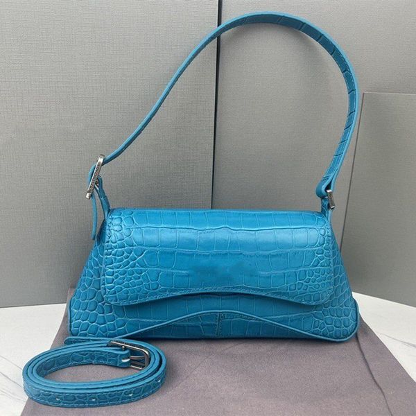 

2022 selling style xx flap bags crocodile pattern vintage gold bb hardware bag adjustable strap shoulder bags half moon handbags alligator h