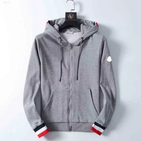 

designer luxury monclair classic fashion spring and autumn embroidered hoodie sweater mens womens versatile cardigan hooded thickened coat, Black