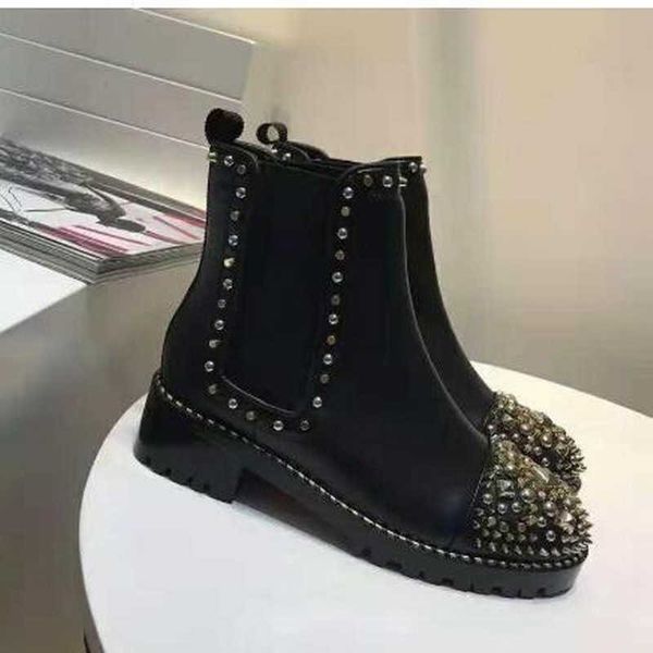 

sale-quality new fashion rivets sneakers women high sneaker ankle boots, Black