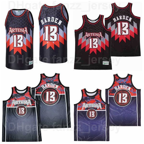 Film Artesia High School James Harden Trikots 13 Mann Basketball HipHop DIGI CAMO ALTERNATE Atmungsaktives HipHop Teamfarbe Schwarz Marineblau Sporthemd Uniform