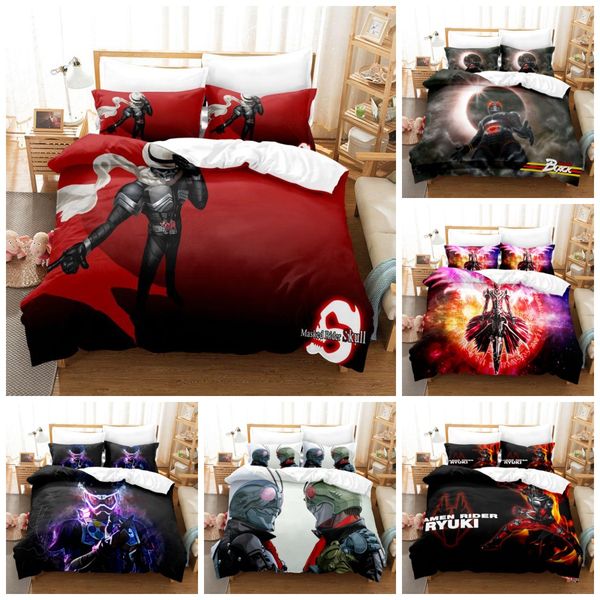 

low price wholesale customized 3d bedding sets kamen rider series duvet cover set polyester skin-friendly breathable quilt cover with pillow