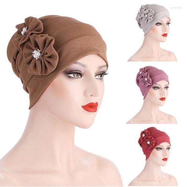 Beanie/Totenkopfkappen Bonnets für Frauen Multifunktions Vier Jahreszeiten Damen Stirnband Hut Seite Perle Blume Mode National 540 Pros22