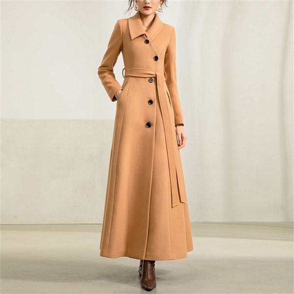 

in the season winter winter wool woolen cloth long joker in high end female cloth coat coat lj200928, Black