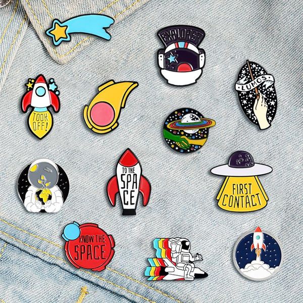 

pins, brooches creative trendy cartoon astronaut oil drop brooch pin denim bag gift for friends men women fashion jewelry clothes decoration, Gray