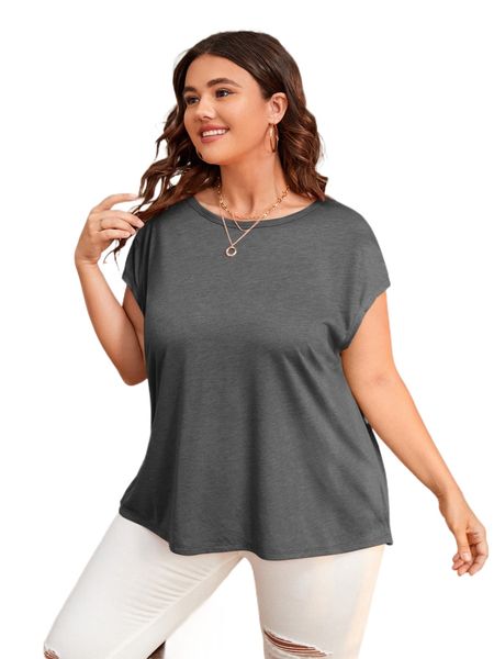 

plus solid dolman sleeve tee g1lo#, Black