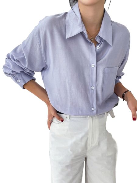 

dazy patched pocket drop shoulder blouse v2ax#, White