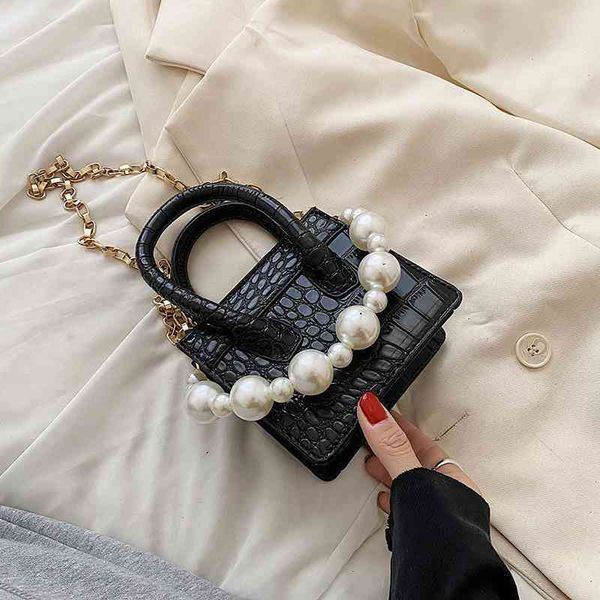 

sense crocodile pattern small pearl shoulder 2022 new women's fashion diana bag mini messenger bag luxury designer