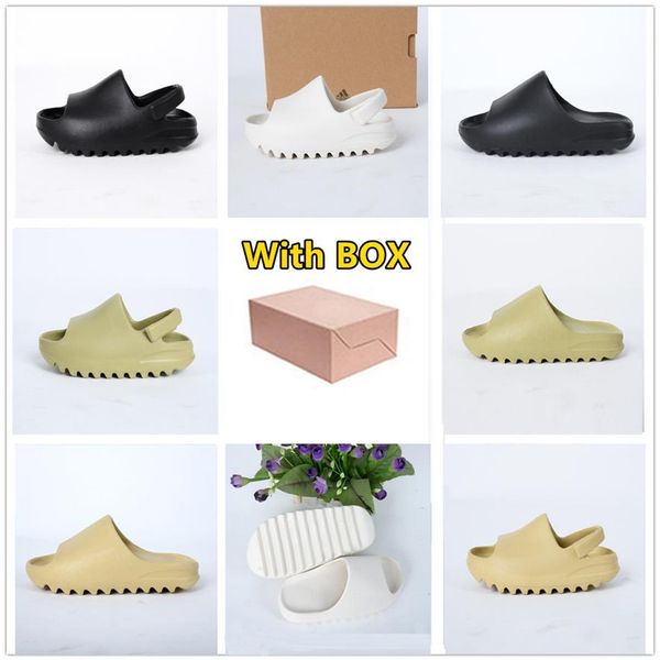 

kids childrens slippers toddlers infants slipper slides white black desert sand bone resin designer fashion sandals with box209b, Black;grey