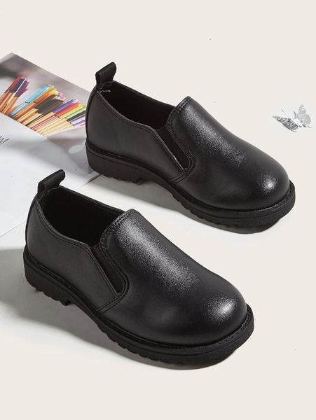 

kids minimalist slip-on flat loafers she, Black;grey