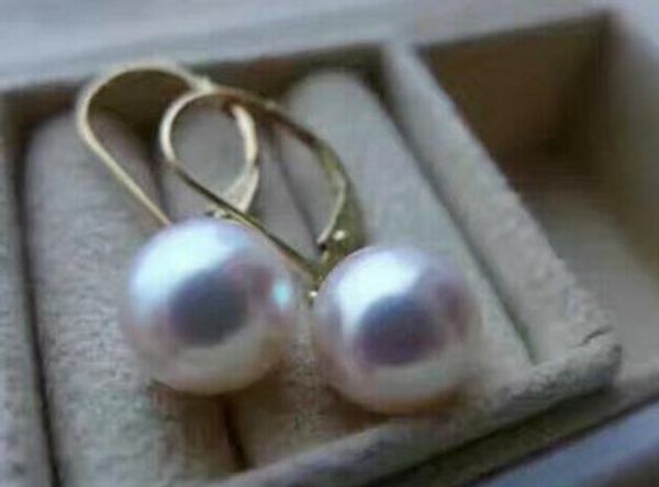 

noble jewelry new pair of 11-12mm south sea round white pearl earring 14k, Silver