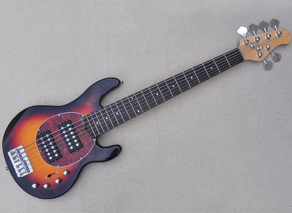 

6 stringstobacco sunburst electric bass guitar with rosewood fretboard