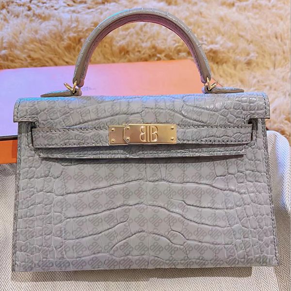 

pearl grey mini 22cm designer classic brand bag luxury bag genuine leather fashion