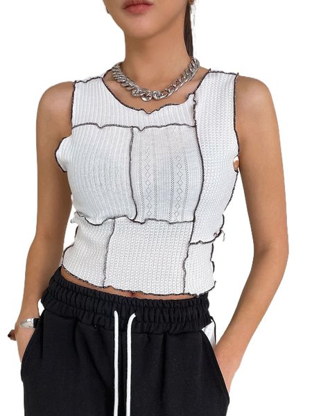 

dazy seam front crop tank v5ap#, White