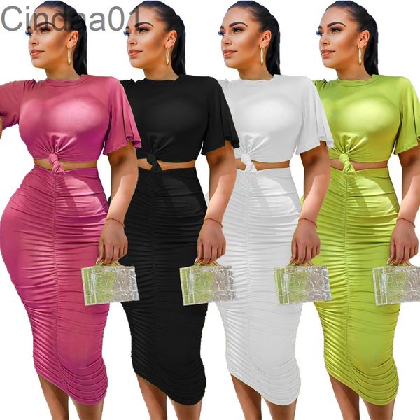 

women casual two piece dress outfits summer recommended pleated skirt suit, White
