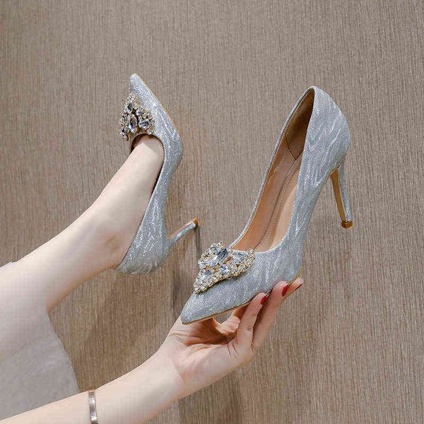 

31-43 size high heel's 2022 pointed thin heels wedding celebriti temperament shallow mouth single shoes women, Black