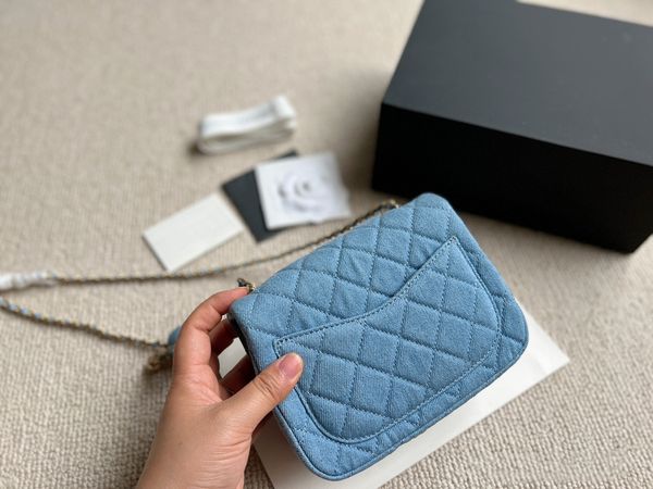 

women's luxury designer bags blue small one shoulder crossbody portable denim golden ball summer fashion trends
