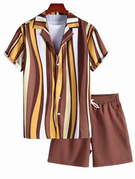 

men random color block shirt & shorts without tee d9kt#, Gray