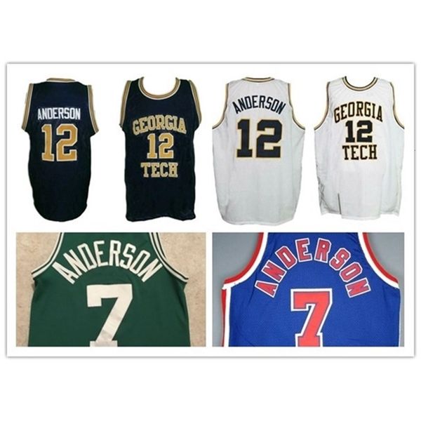 

xflsp nikivip basketball jersey college tech kenny 12 anderson net 7 throwback jersey stitched embroidery custom white blue size s-5xl, Black